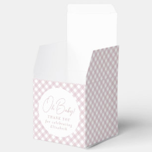 Pink gingham classic simple girl baby shower favour box
