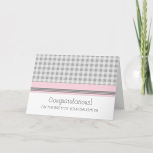 Pink Gingham Congratulations New Baby Girl Card