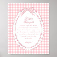 Pink Gingham Coquette Bow Diaper Thoughts Baby