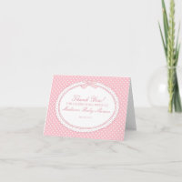 Pink Gingham Coquette Bow Thank You Card 