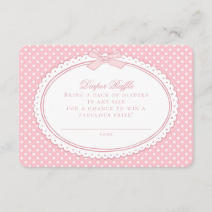 Pink Gingham Coquette  Diaper Raffle Enclosure Card