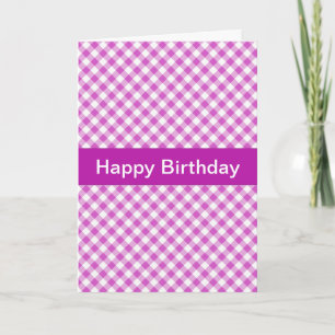 Pink Gingham Custom Birthday Card