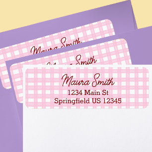 Pink Gingham cute return address