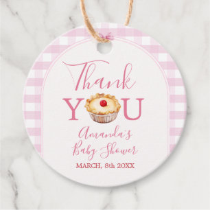 Pink Gingham Cutie Pie Thank You Favour Tag