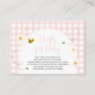 Pink Gingham Daisy Bee Baby Shower Books For Baby Enclosure Card