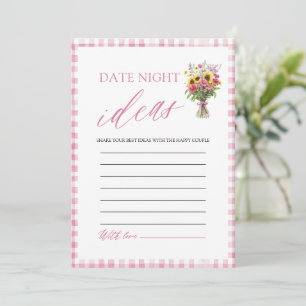 Pink Gingham Date Night Ideas Bridal Shower Game Invitation