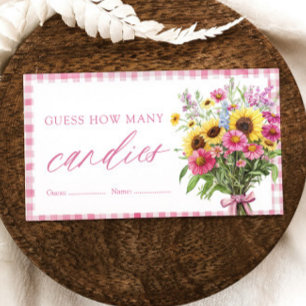 Pink Gingham Farmers Market Guess How Many Candies Enclosure Card
