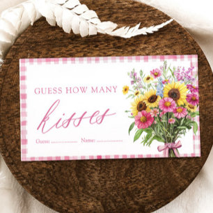 Pink Gingham Farmers Market Guess How Many Kisses Enclosure Card