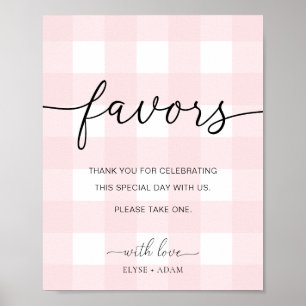 Pink Gingham Favours Sign