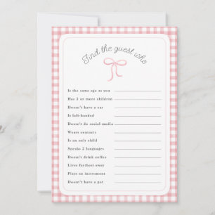 Pink gingham Find the Guest Who shower game Invitation