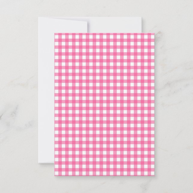 Pink Gingham Flat Card (Front)
