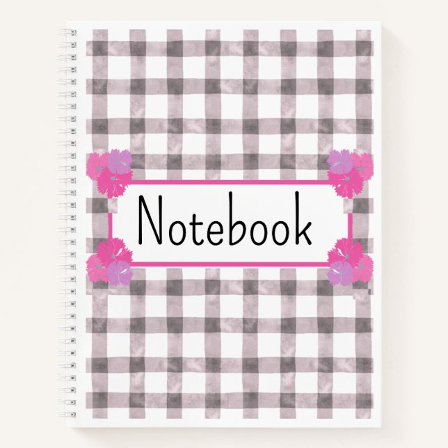 Pink Gingham Floral Notebook (Front)
