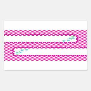 Pink Gingham & Flower Background Rectangle Sticker