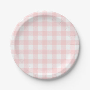 Pink Gingham For Easter Bunny & Egg Paper Plate