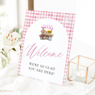 Pink Gingham Fresh Off The Market Welcome Sign