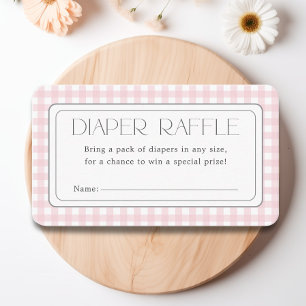 Pink Gingham Girl Baby Shower Diaper Raffle Enclosure Card