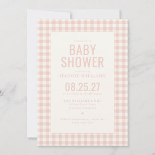 Pink Gingham Girl Baby Shower Invitation