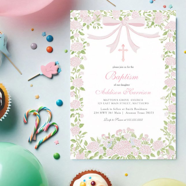 Pink Gingham Girl Baptism Invitation (Creator Uploaded)