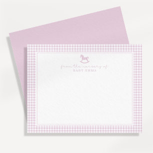 Pink Gingham Girl Nursery Note Card