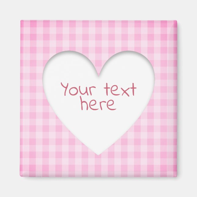 Pink Gingham Heart Magnet (Front)
