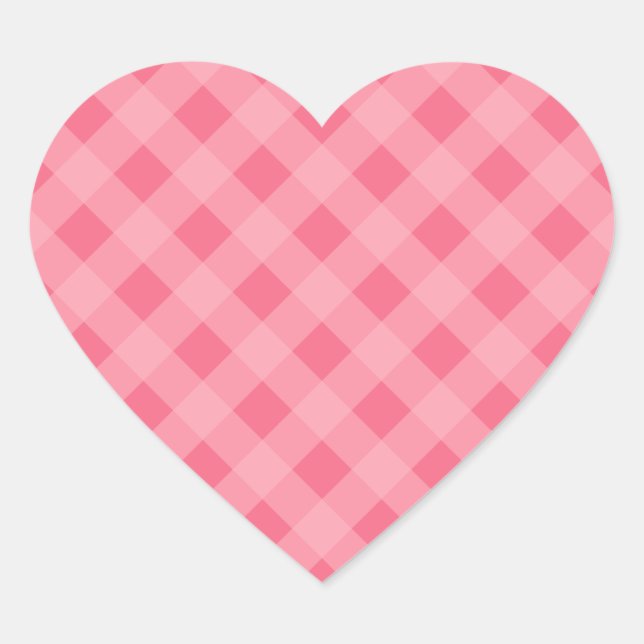 Pink Gingham Heart Stickers (Front)