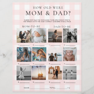 Pink Gingham How Old Were Mum and Dad Photo Game Flyer