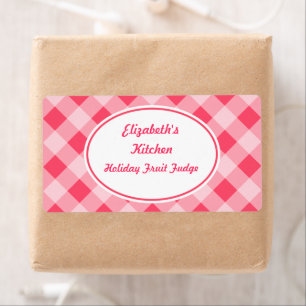 Pink Gingham Kitchen Labels