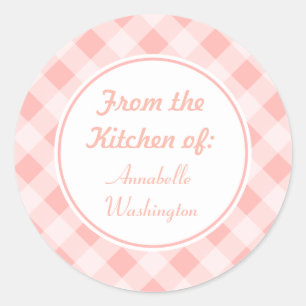 Pink Gingham Kitchen Stickers