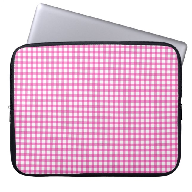 Pink Gingham Laptop Sleeve (Front)