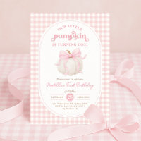 Pink Gingham Little Pumpkin Girl Birthday Party