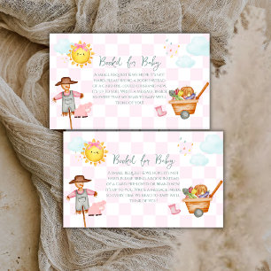 Pink Gingham Locally grown Books For Baby Shower Enclosure Card