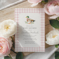 Pink Gingham Mallard Duck Girl Baby Shower