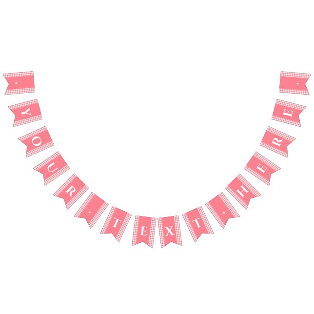 Pink Gingham Monogram Picnic Bunting Banner (All)