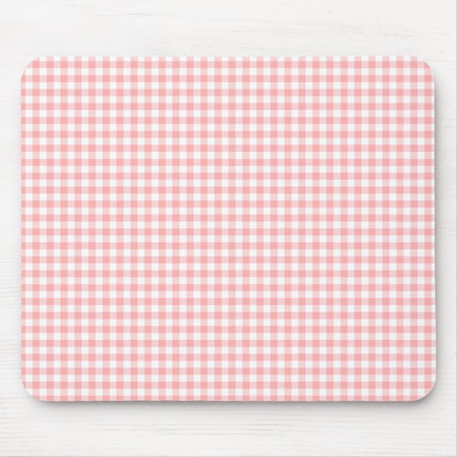 Pink Gingham Mouse Pad (Front)