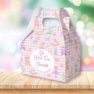 Pink Gingham Nutcracker Favor Box