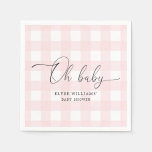 Pink Gingham Oh Baby Paper Napkin