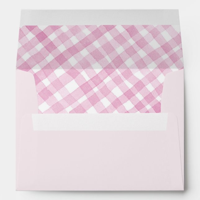 Pink Gingham Party Envelope (Back (Bottom))
