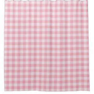 Pink Gingham Pattern Girly Check Plaid Checkered Shower Curtain
