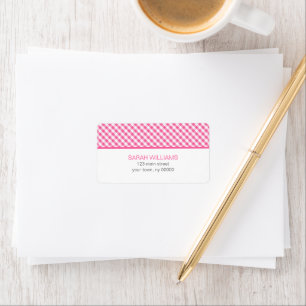 Pink Gingham Pattern Label