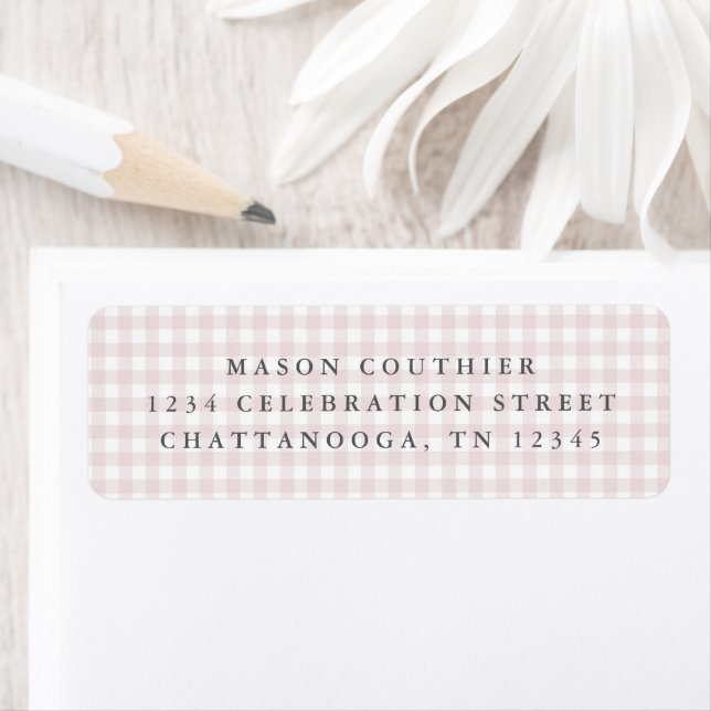 Pink Gingham Pattern Return Address (Insitu)