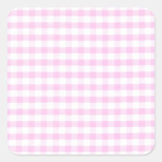 Pink Gingham Pattern Square Sticker