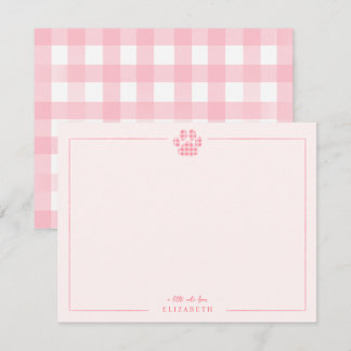 Pink Gingham Paw Print Baby Kids Personalised Card