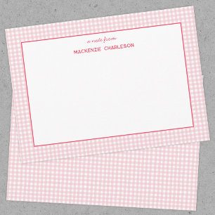 Pink Gingham Personalised Card