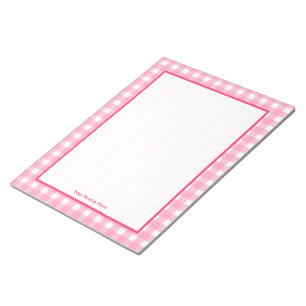 Pink Gingham Personalised Notepad