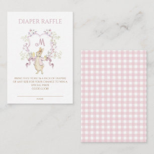 Pink Gingham Peter the Rabbit Baby Shower Diaper Enclosure Card