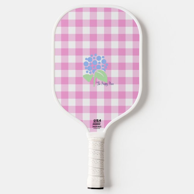 pink gingham pickleball paddle (Back)