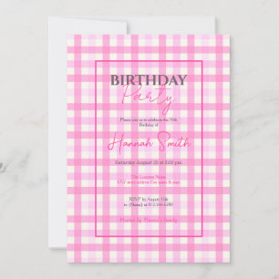 Pink Gingham Plaid Chequered Pattern Invitation