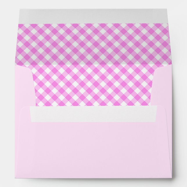 Pink Gingham Plaid Lined Envelope (Back (Bottom))