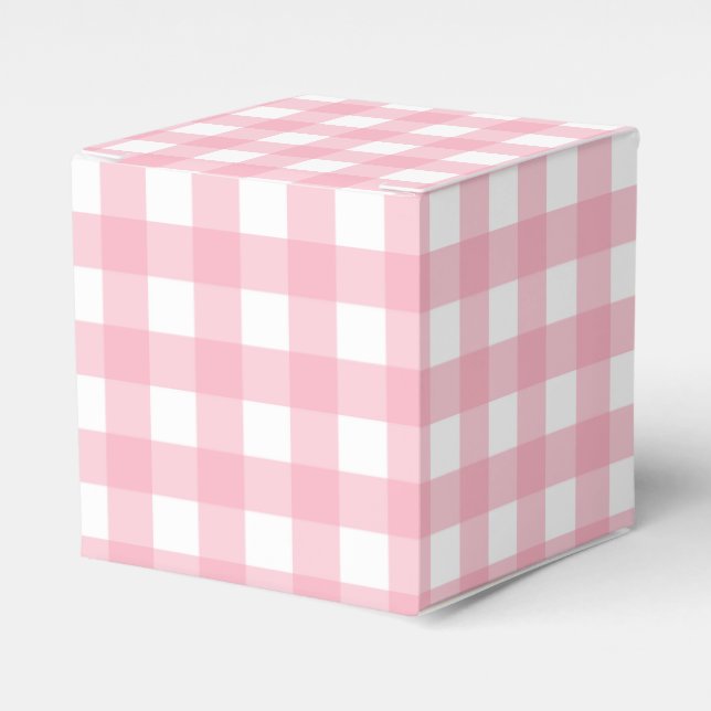 Pink Gingham Plaid Party Favour Box (Front Side)