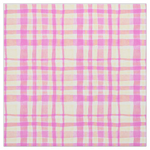 Pink gingham plaid summer fabric
